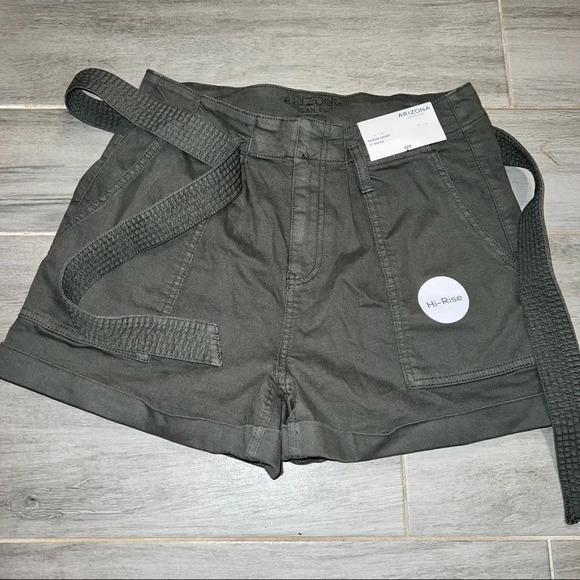 Arizona Jean Company Pants - Arizona Jean Company Army Green High Rise Tie Waist Shorts, Size 11